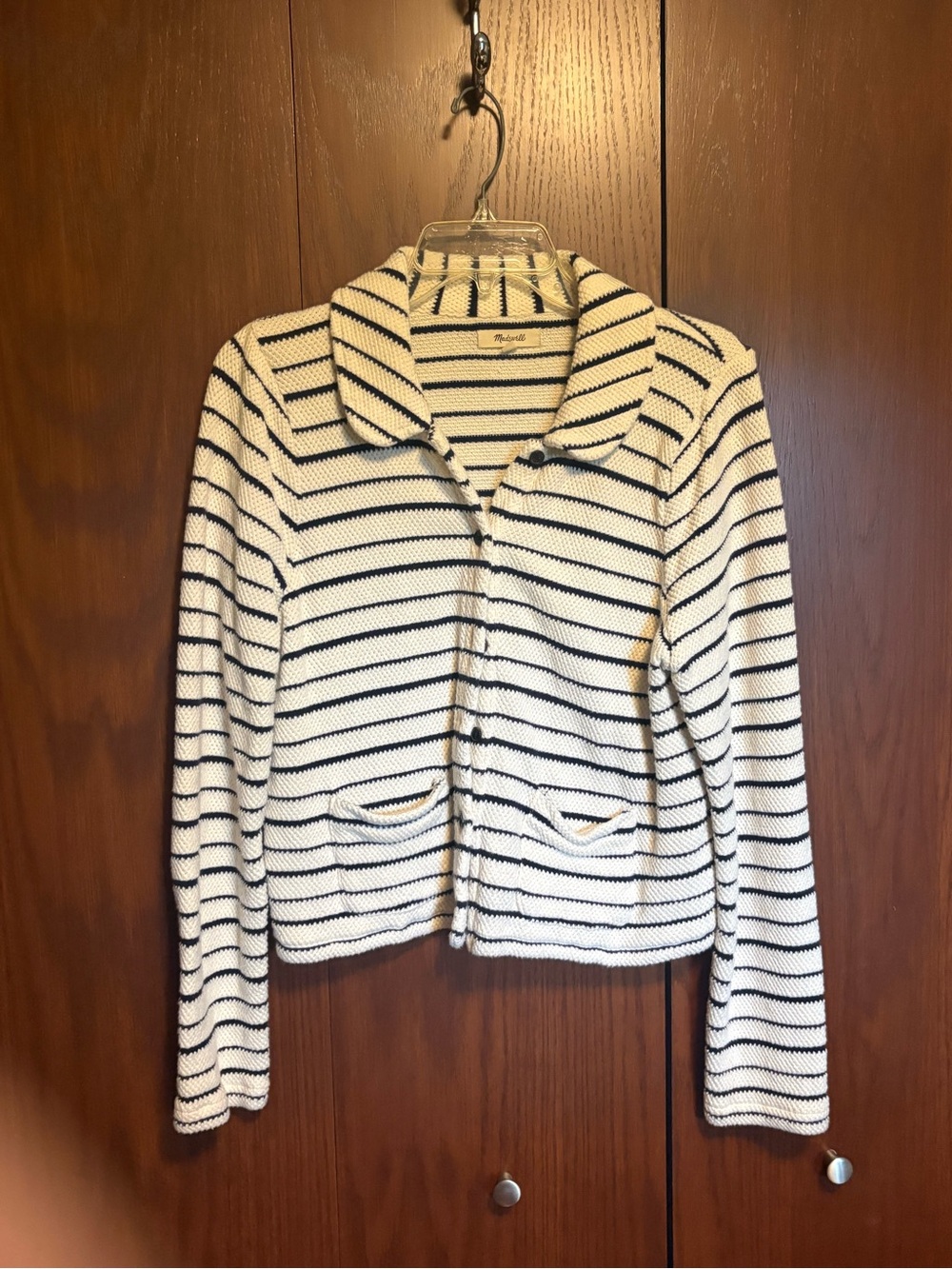 Madewell cream & navy striped Knit Blazer